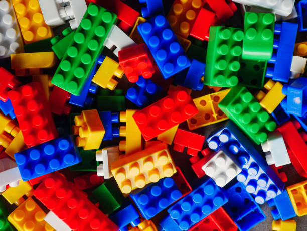 Building block toy with colorful blocks bricks toy, Top view