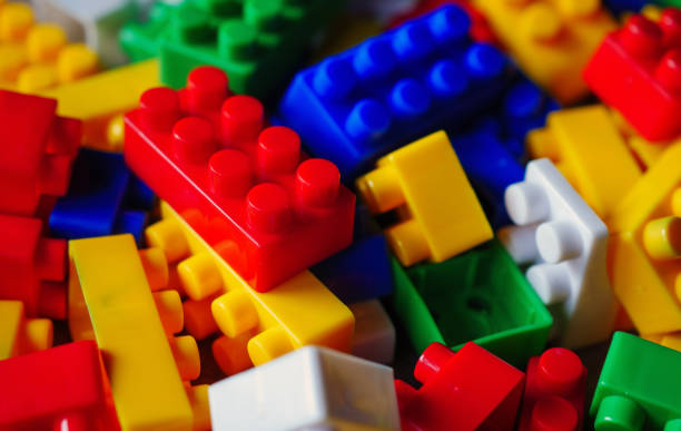 istock Building block toy with colorful blocks bricks toy, close up 2197963444