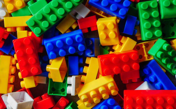 istock Building block toy with colorful blocks bricks toy, Top view 2197963632