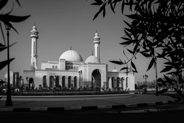 istock Grand Mosque Framed by Nature – Black and White Photography 2197964178