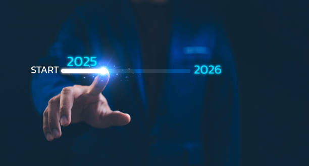 istock Businessman touch on loading progress from 2025 to 2026, Planning and challenge strategy in new year 2025 Concept. New business startup in 2025. 2025 is loading to 2026, calendar date, end of the year 2197967873