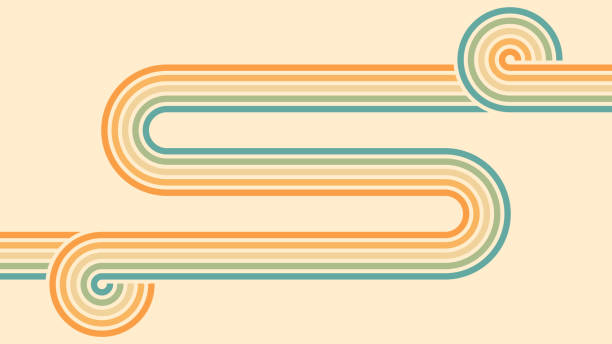 Abstract background of rainbow groovy Wavy Lines design in 1970s Hippie Retro style. Vector pattern ready to use for cloth, textile, wrap and other.