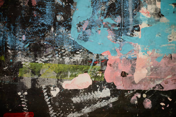 istock Colorful Abstract Painting with Stains Made on Fabric with Distinctive Cloth Texture 2197972372