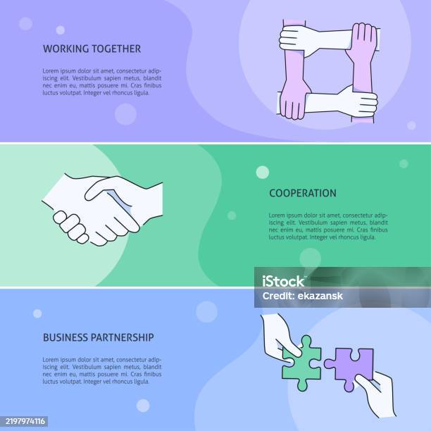 Working Together Border Working Together Banner Template With Text Stock Illustration ...