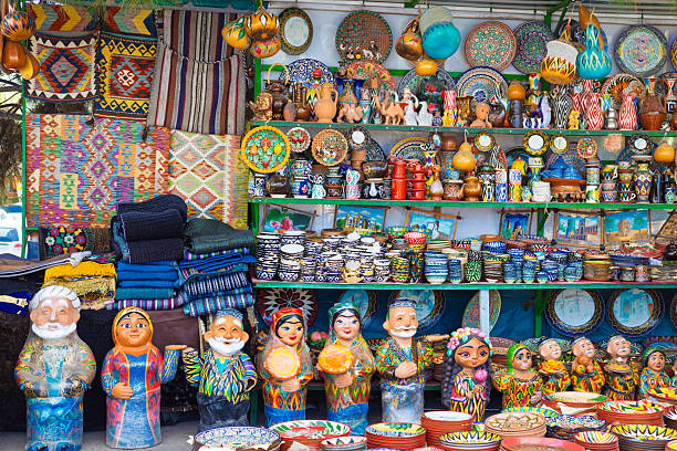 Typical souvenir shop at the bazaar, Uzbekistan