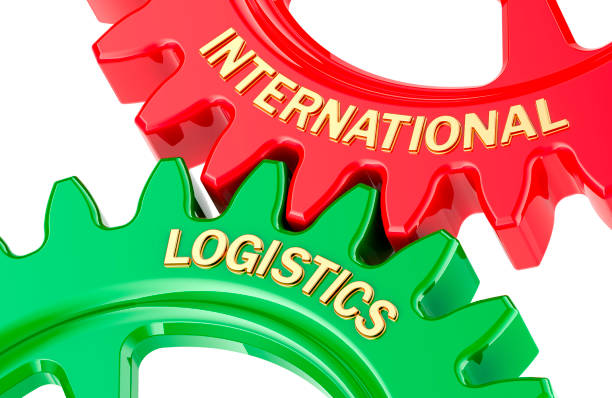 istock International Logistics concept with colored gearwheels. 3D rendering 2197982875