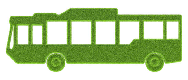 istock Electric bus, concept. Public bus from green grass, 3D rendering 2197982895