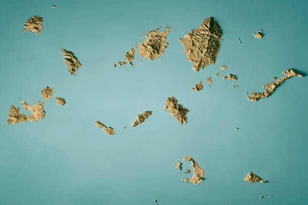 istock Southern Cyclades Satellite Topographic Map 3D Render True Color 2197985113