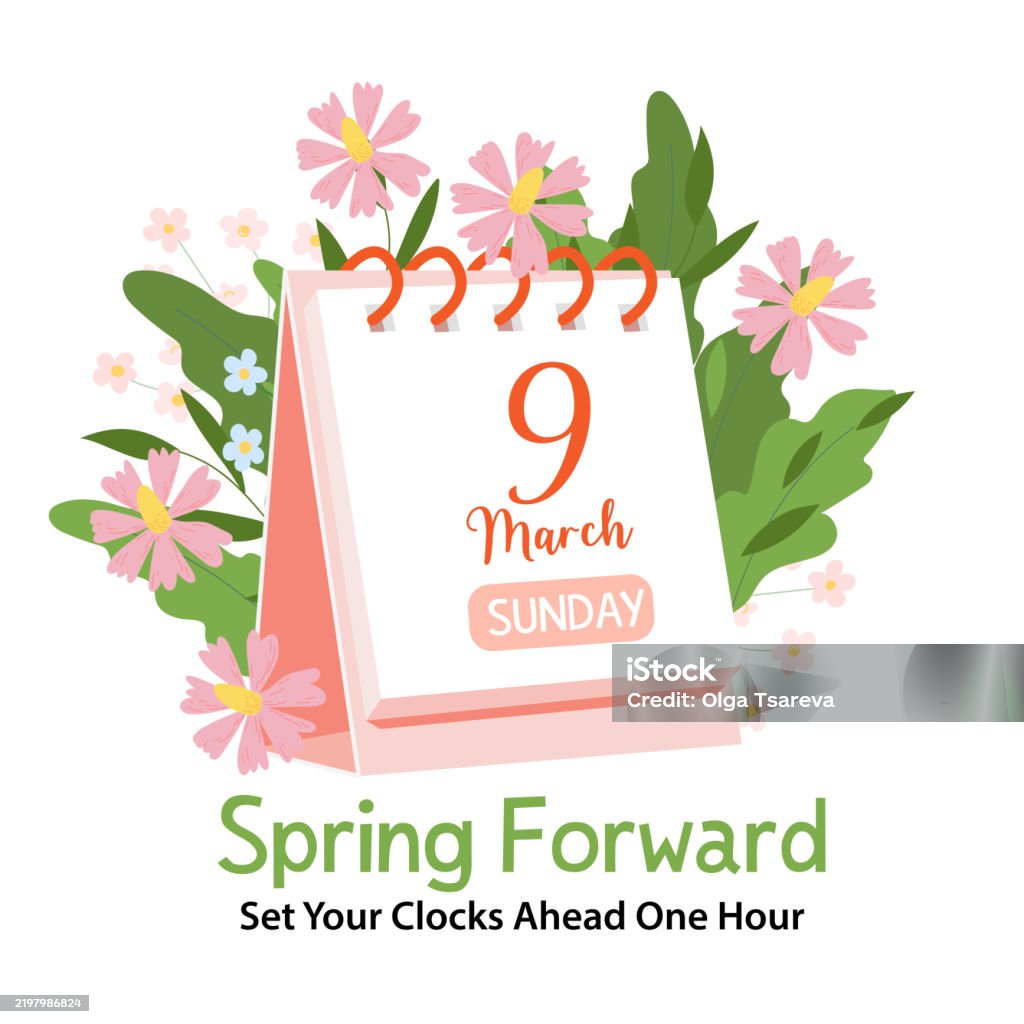 Calendar With Date Of Spring Forward March 9 2025 Daylight Saving Time Daylight Savings Time 2025 Clipart Free Download