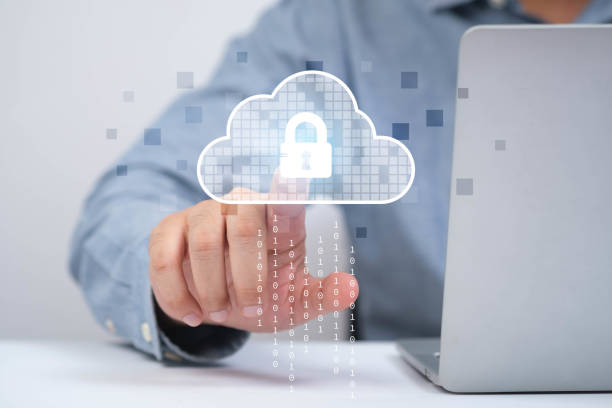 istock A person interacting with a laptop, showcasing digital cloud security and data protection through innovative technology. 2197987310