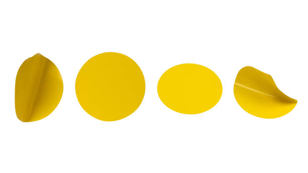 istock Round yellow stickers, blank tags labels isolated on a white background. 2197987336