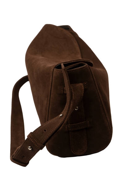 istock Brown suede bag isolated on a white background. 2197987451