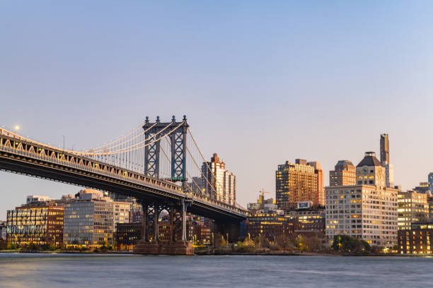 istock NYC Cityscape at Dusk with Manhattan Bridge View 2197988243