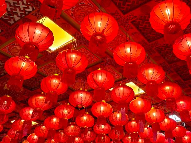 istock Many of red lanterns. It pendant light. Chinese style. 2197989310