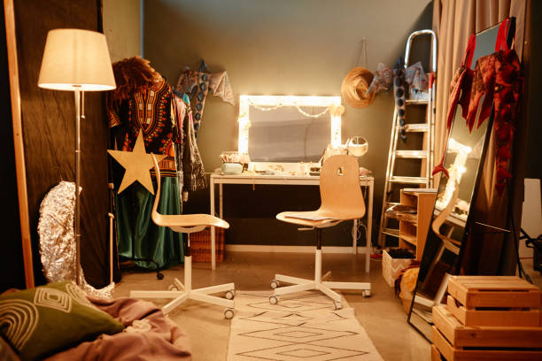 Dressing Room for Theater Performance with Illuminated Mirrors
