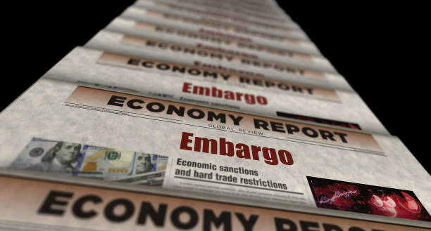 istock Embargo trade sanctions newspaper printing media 2197990656
