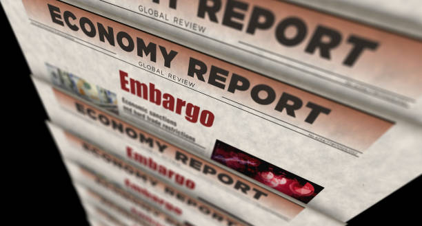 istock Embargo trade sanctions newspaper printing media 2197990773