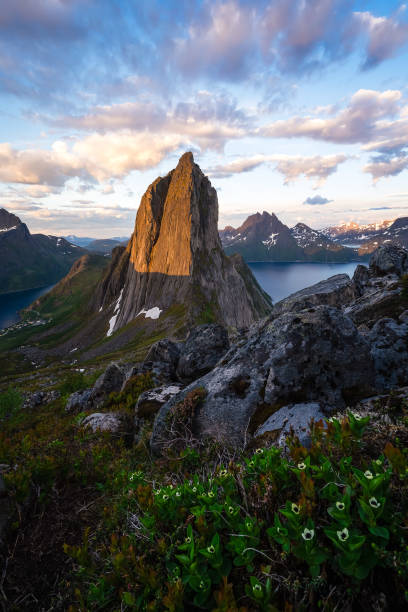 istock Midnight sun over Segla mountain, on Senja Island 2197990984