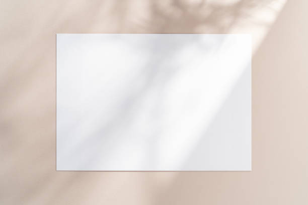Blank horizontal A4 paper mockup with gobo lighting