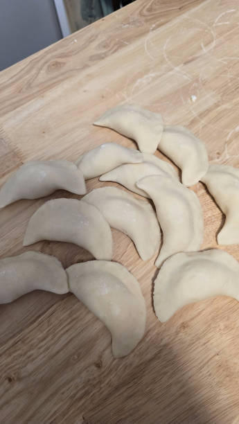 Kitchen Perogies Wood Cutting Board Dough Flour Polish