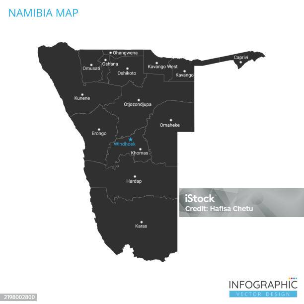 Namibia Office Map Namibia Country Political Administrative Map Detailed Vector ...