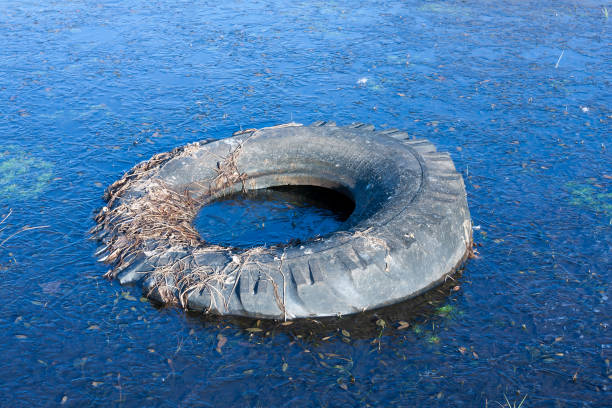 istock discarded car tire frozen in ice 2198006110