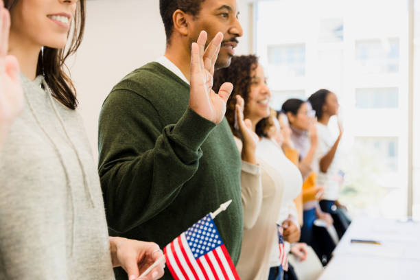 istock Multiracial Group of People Taking Oath, USA 2198009034