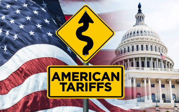 istock Us Tariffs street sign on usa 2198017954