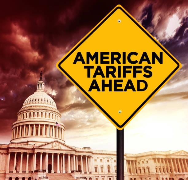 istock Us Tariffs street sign on usa 2198018151