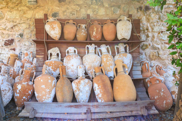 istock Antique clay vases. Background with selective focus and copy space 2198023911