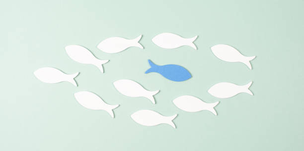 istock Swim against the stream concept, creative mind, brainstorming for new idea, be innovative, no limitation, individuality or follower, search for solution 2198030327