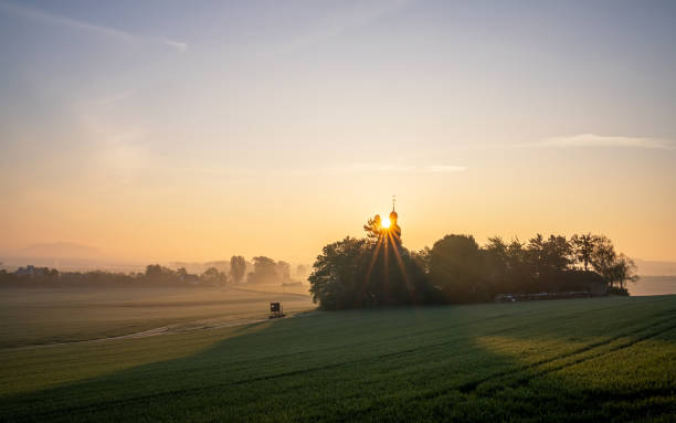 Panoramic image of  Fraukirch church in Mendig, Eifel, Rhineland-Palatinate, Germany