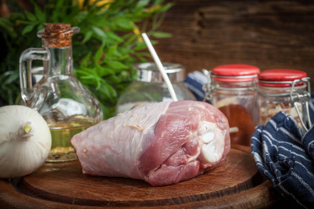 istock Raw turkey legs on cutting board. 2198039775
