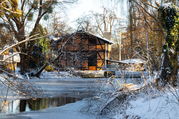 wooden water wheel in Bad Nauheim, Hesse, germany