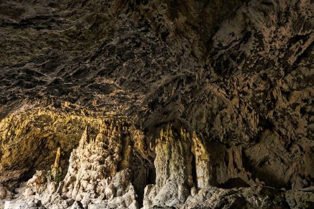 istock Cave interior with visible effects of karst processes like stalagmite and stalactite 2198043547