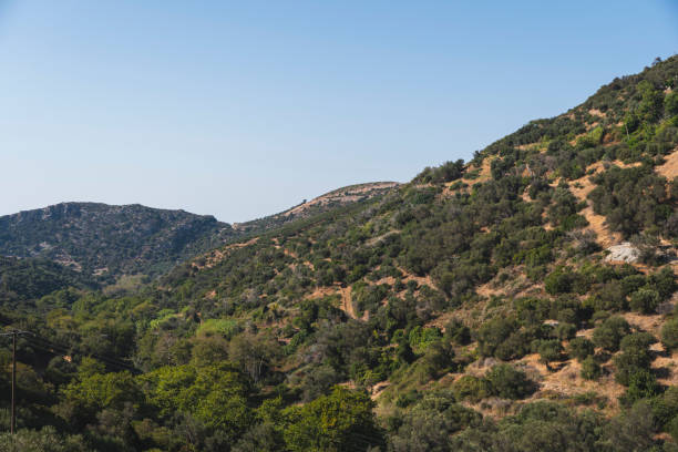 istock Mountainous landscape covered with sparse flora in Mediterranean region 2198043689