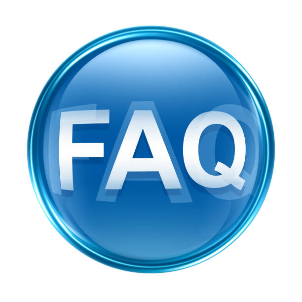 FAQ icon blue glass, isolated on white background