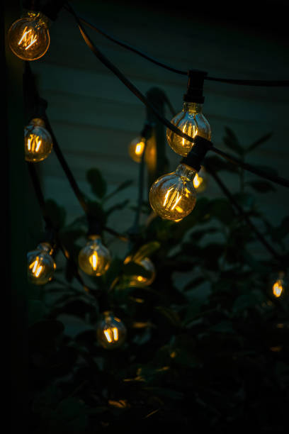 istock Festive glowing bulbs. Party decorations 2198050771