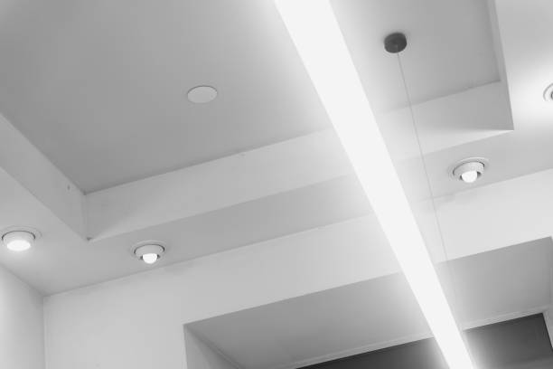 istock Sleek ceiling fixtures in modern interior lighting design 2198058195