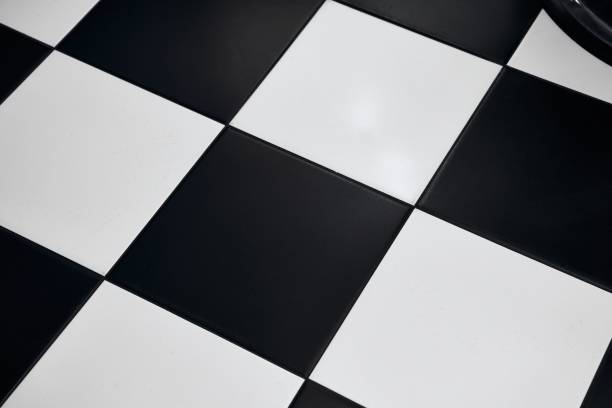 istock Stylish black and white tiled floor design in a modern interior space 2198059776