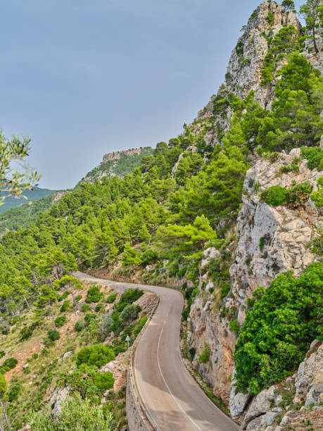 istock Spectacular winding mountain road surrounded by lush greenery in Majorca, Spain 2198066009
