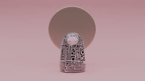 Detailed Tribal Pattern on Pink Figurine