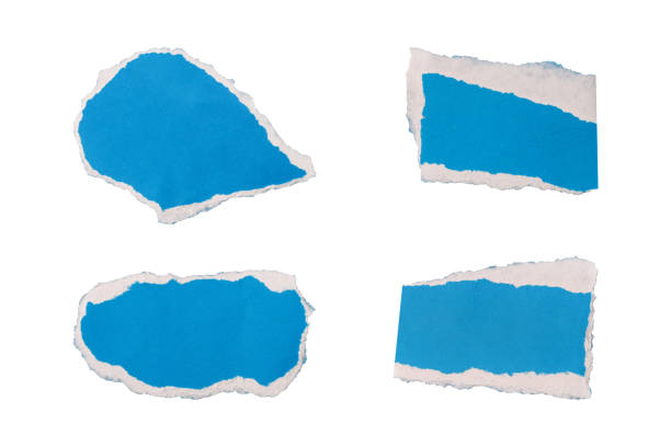 istock Collection of blue torn paper edge sheets isolated 2198071270