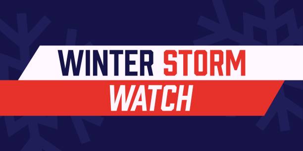 istock Winter storm watch. Dark vector background with text and snowflakes. Weather warning. 2198074598