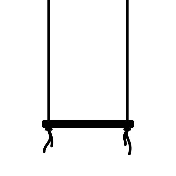 Hanging swing on ropes icon. Black silhouette. Front view. Vector simple flat graphic illustration. Isolated object on white background. Isolate.