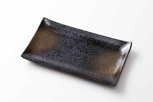 Japanese-style square plate on white background