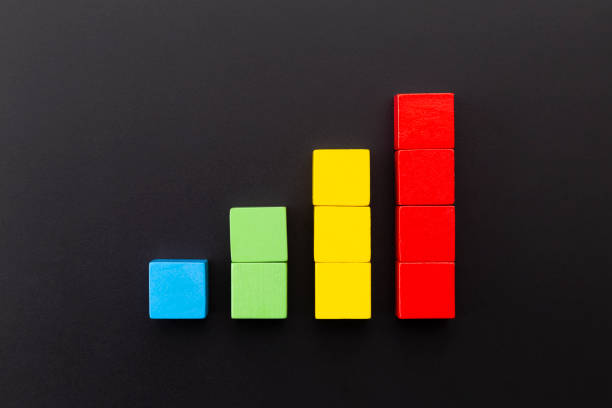 istock Graph made of building blocks on a black background. 2198087426