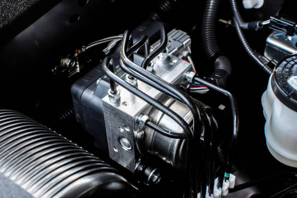 istock Close up of ABS module in engine bay , Anti lock brake system module 2198091812