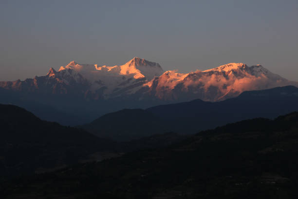 Annapurna Range at sunset, view from Begnas Tal,  Nepal.