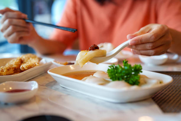 istock Steaming Hot Chee Cheong Fun at a Dim Sum Restaurant 2198101335